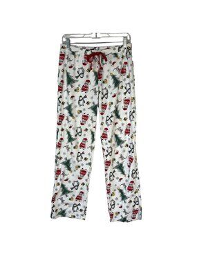 Tabitha Webb Pajama Sleep Pants Loungewear Small White Red Christmas